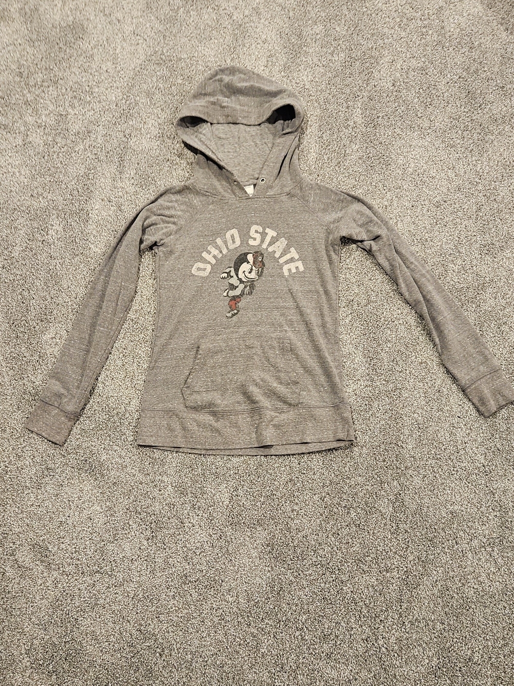 Ohio State Kids' Gray Hooded Long Sleeve Tee